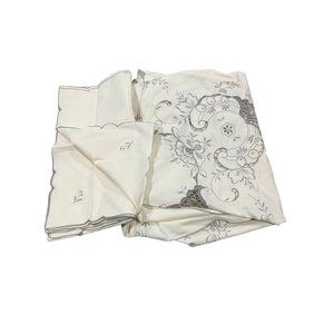 Vintage Embroidered Lace Tablecloth and Cocktail Napkins